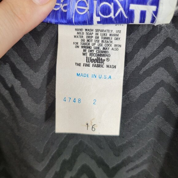 Vintage 80s Power Suit Jacket Dress Size 14 16 Evening Career Black Satin Blazer - Picture 7 of 7